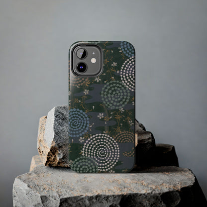 Meiji Era Uzumaki Spiral Phone Case | 1901 Zuan Hyakushu | Tokiwa Green Japanese Art