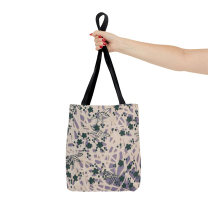 Meiji Era Bamboo & Flower Tote Bag | 1901 Zuan Hyakushu | Purple & Green Japanese Art