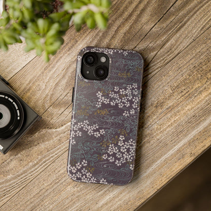 Meiji Era Sakura River Phone Case | 1901 Zuan Hyakushu | Wisteria Purple Japanese Art