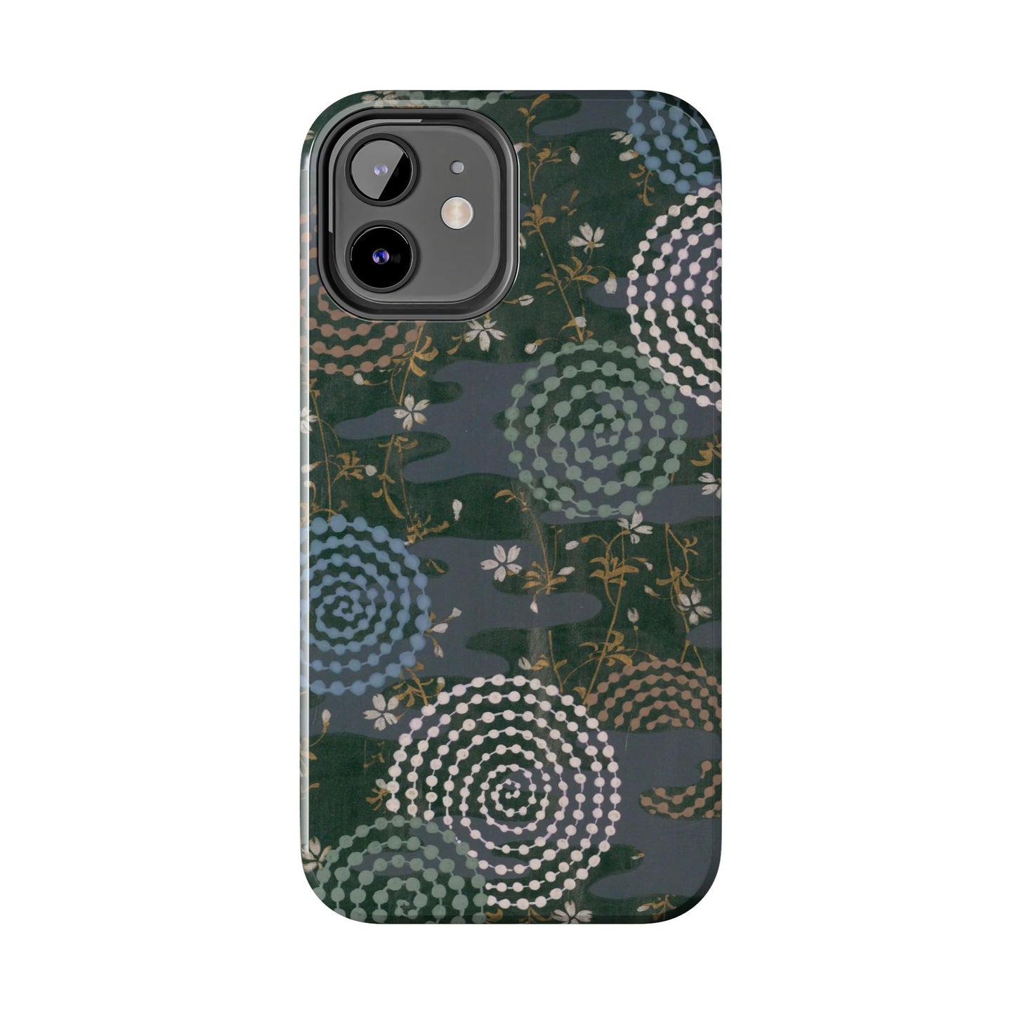 Meiji Era Uzumaki Spiral Phone Case | 1901 Zuan Hyakushu | Tokiwa Green Japanese Art