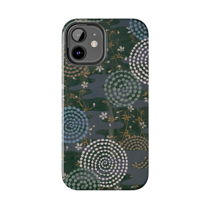 Meiji Era Uzumaki Spiral Phone Case | 1901 Zuan Hyakushu | Tokiwa Green Japanese Art