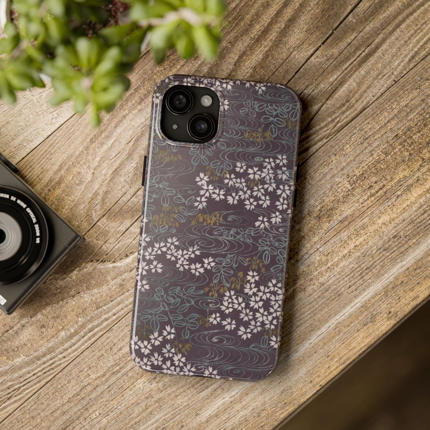 Meiji Era Sakura River Phone Case | 1901 Zuan Hyakushu | Wisteria Purple Japanese Art