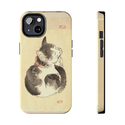 Sleeping Cat Japanese Art Phone Case | Meiji Era Bairei Kono Woodblock | Vintage Cat Illustration 1887
