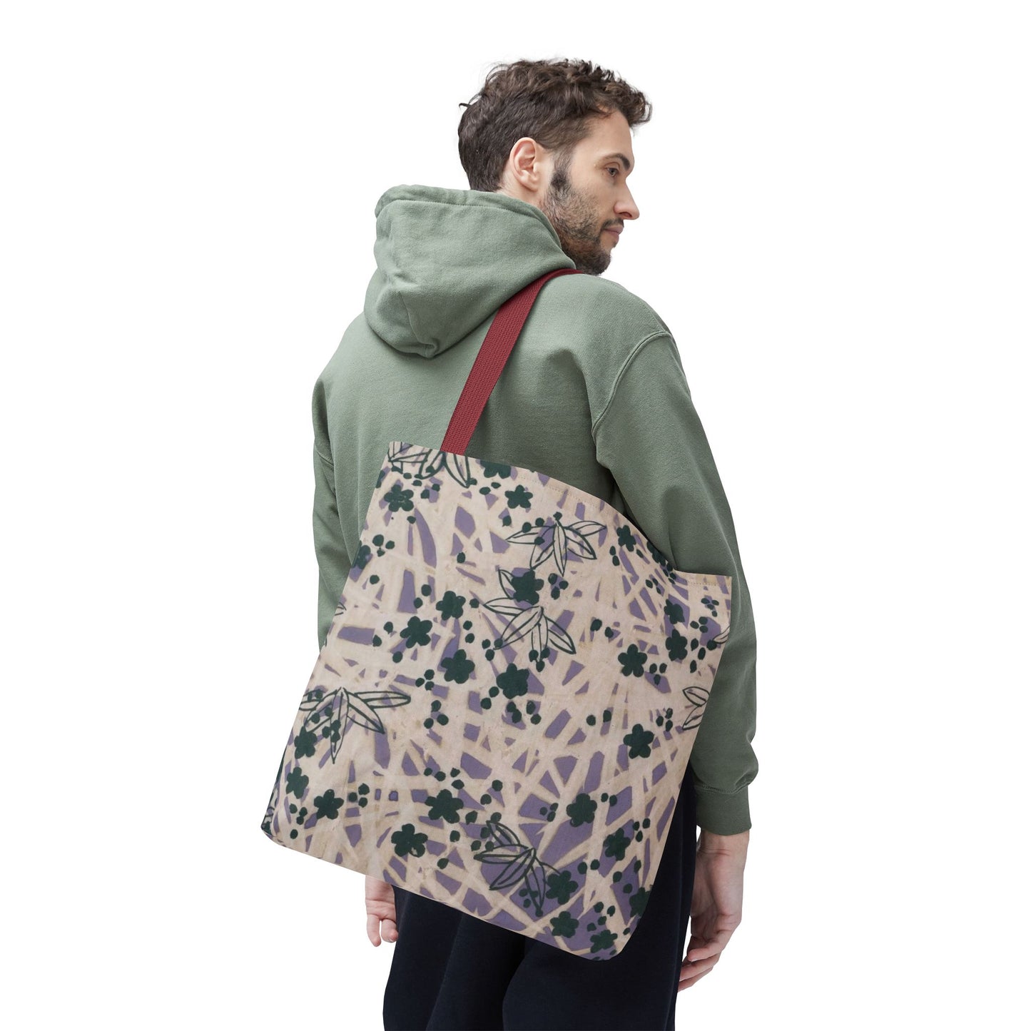 Meiji Era Bamboo & Flower Tote Bag | 1901 Zuan Hyakushu | Purple & Green Japanese Art