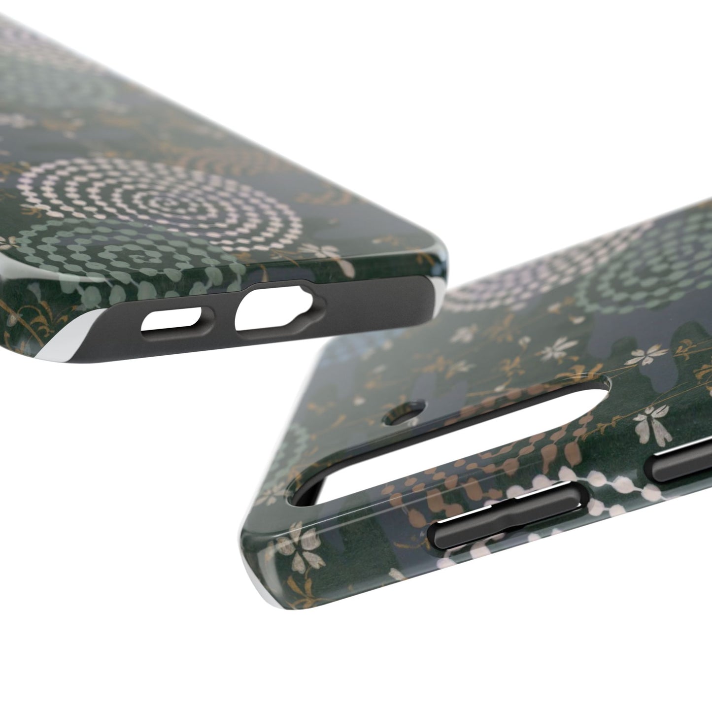 Meiji Era Uzumaki Spiral Phone Case | 1901 Zuan Hyakushu | Tokiwa Green Japanese Art