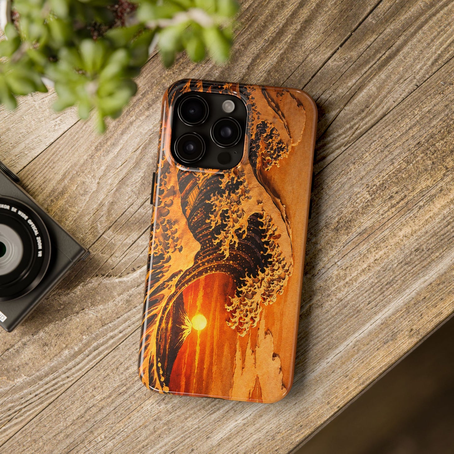 Golden Wave Tough Phone Case – Hokusai Sunset Japanese Art
