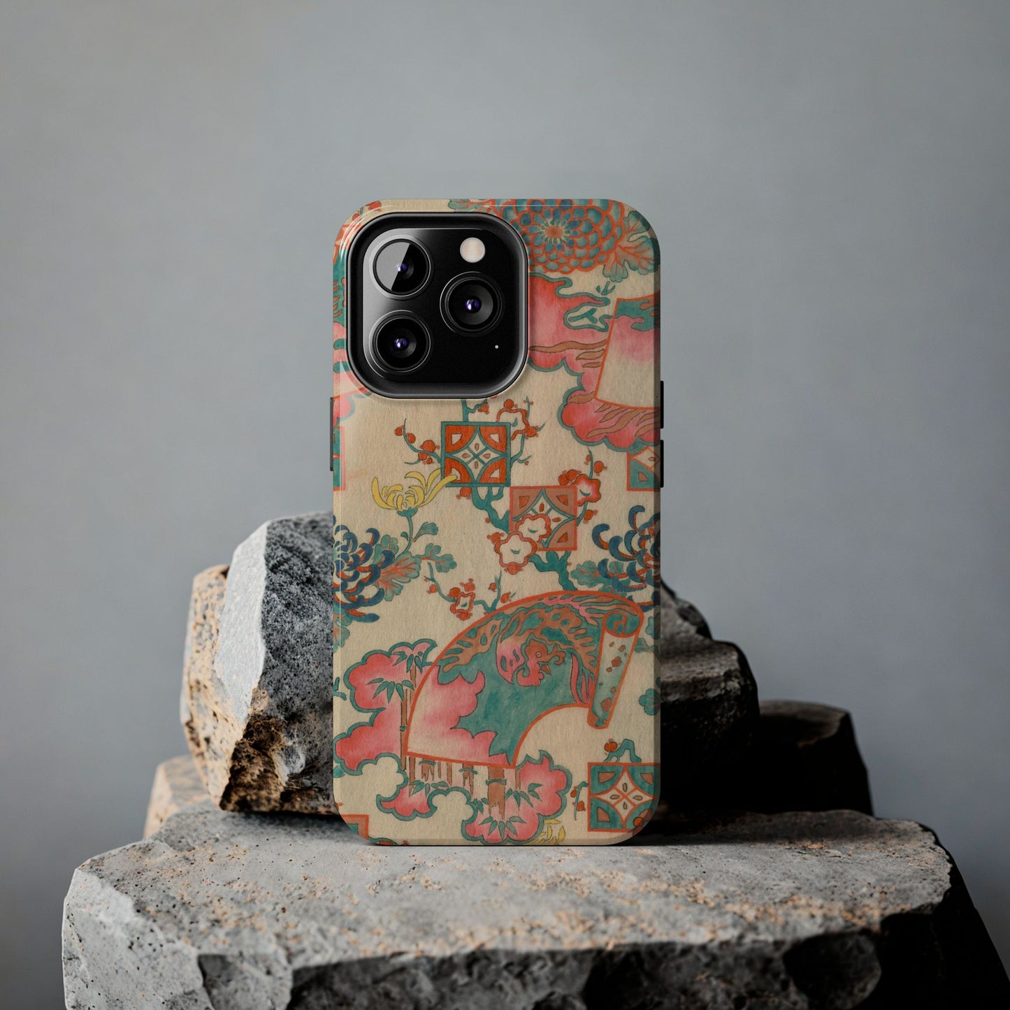 Meiji Era Fan & Chrysanthemum Phone Case | 1901 Zuan Hyakushu | Japanese Art