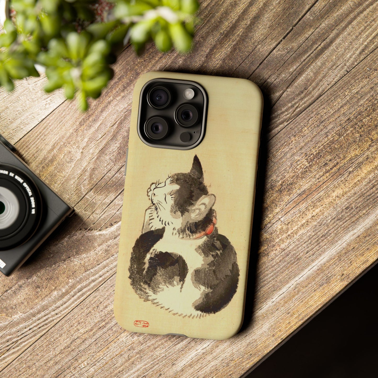 Sleeping Cat iPhone Case | Meiji Era Japanese Ink Painting | Ukiyo-e Art Phone Case | Vintage Japan Cat Gift