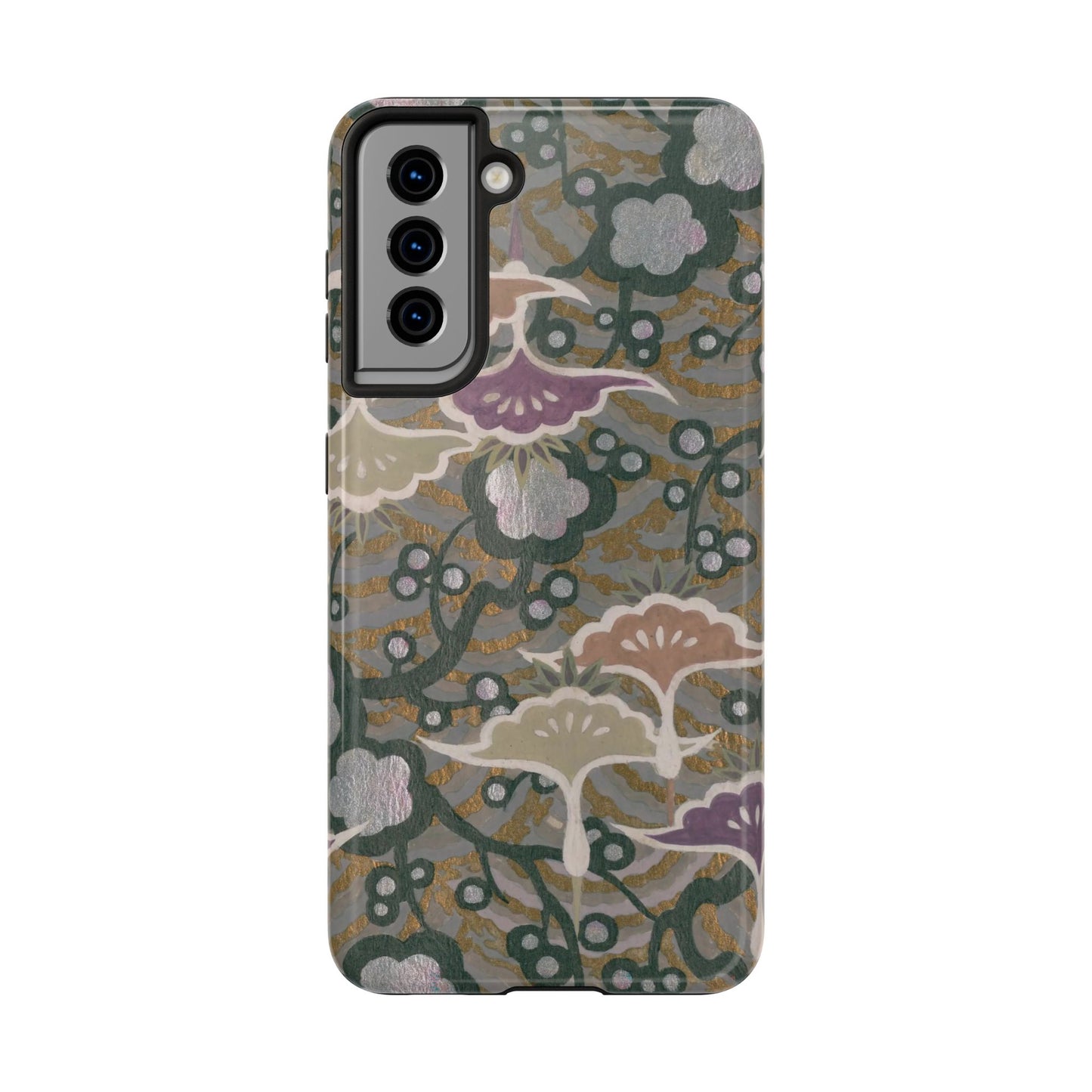 Meiji Era Dancing Cranes & Plum Phone Case | 1901 Zuan Hyakushu | Gold & Silver Japanese Art
