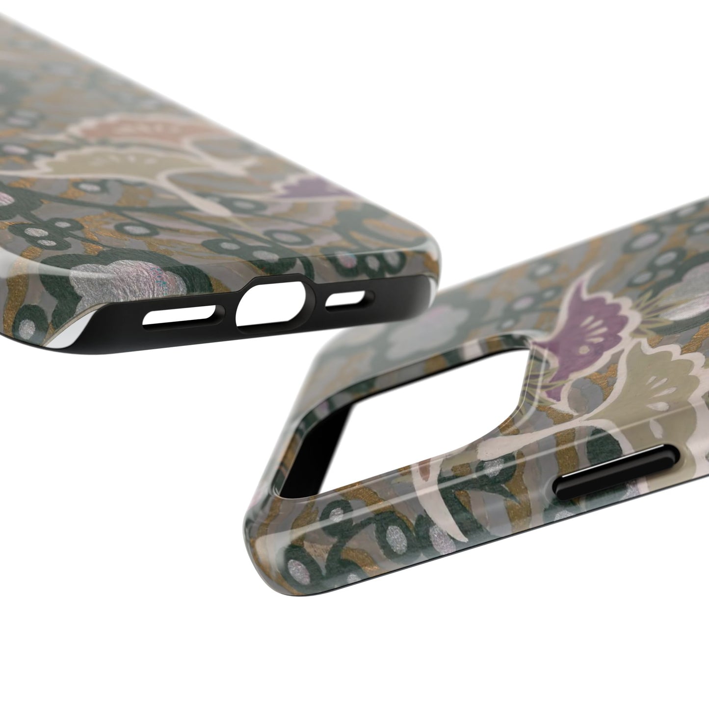 Meiji Era Dancing Cranes & Plum Phone Case | 1901 Zuan Hyakushu | Gold & Silver Japanese Art