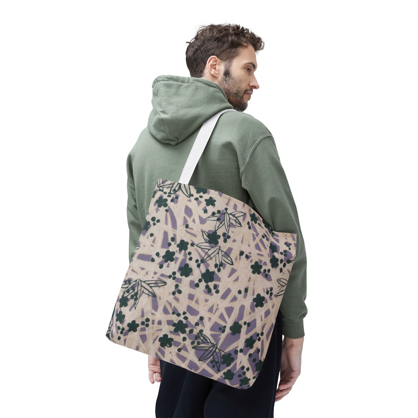 Meiji Era Bamboo & Flower Tote Bag | 1901 Zuan Hyakushu | Purple & Green Japanese Art