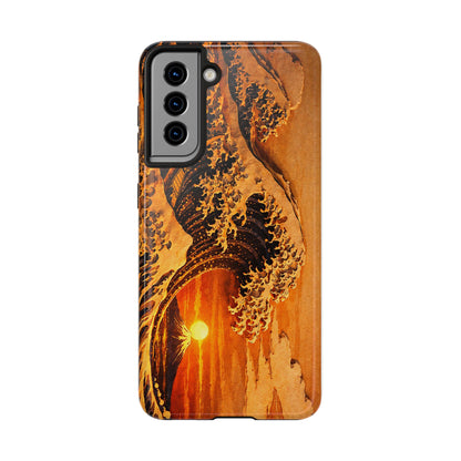 Golden Wave Tough Phone Case – Hokusai Sunset Japanese Art
