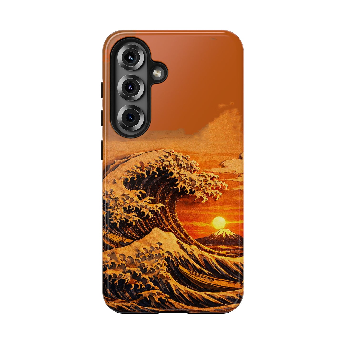 Japanese Great Wave Sunset Phone Case | Hokusai 3D Art Sunset Glow | Edo Era Masterpiece