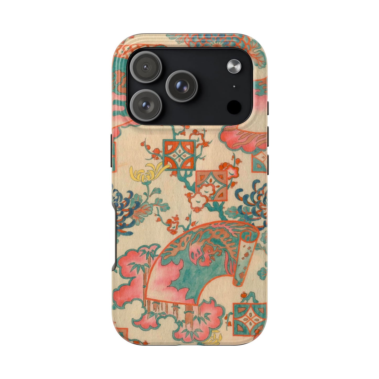 Meiji Era Fan & Chrysanthemum Phone Case | 1901 Zuan Hyakushu | Japanese Art