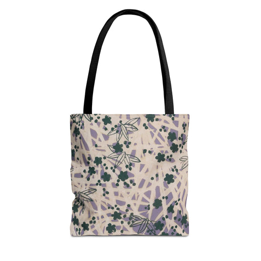 Meiji Era Bamboo & Flower Tote Bag | 1901 Zuan Hyakushu | Purple & Green Japanese Art