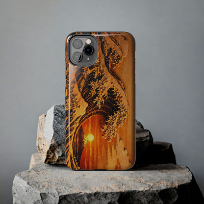 Golden Wave Tough Phone Case – Hokusai Sunset Japanese Art