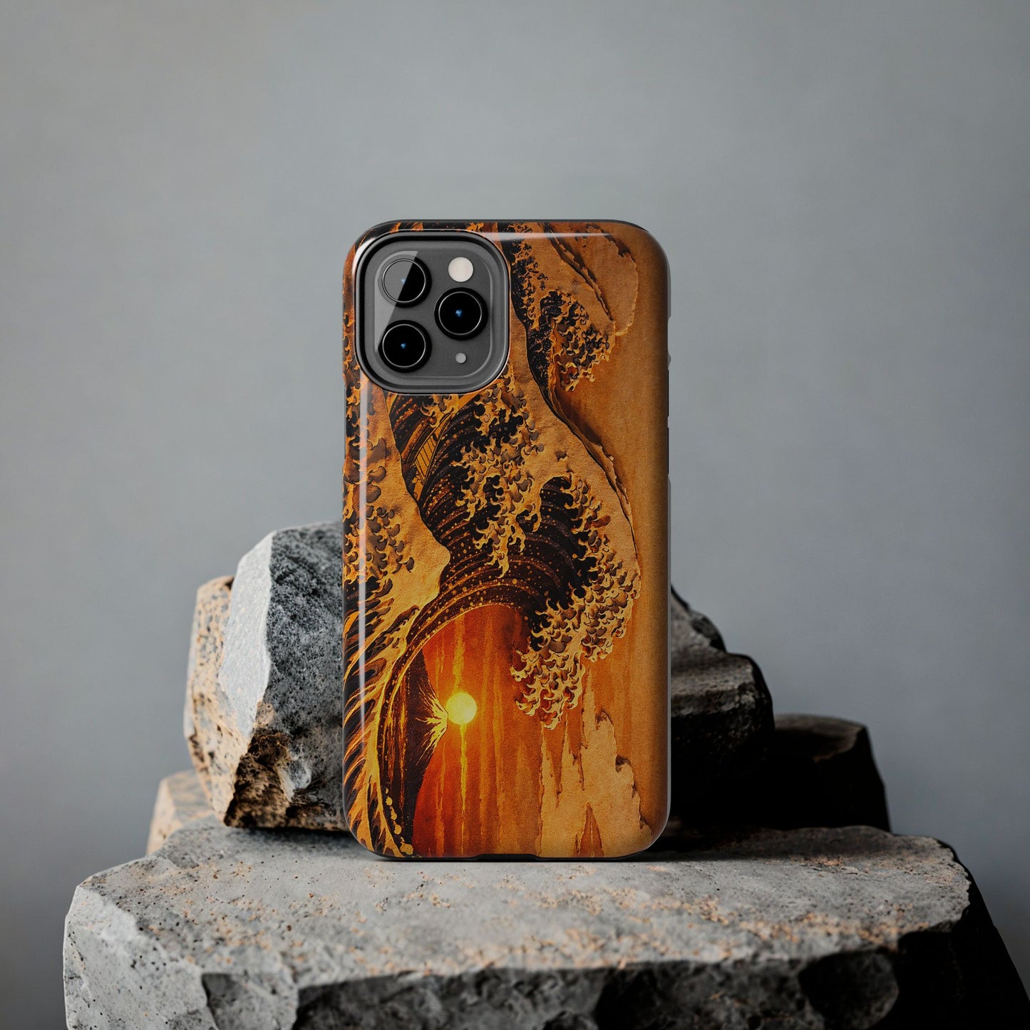 Golden Wave Tough Phone Case – Hokusai Sunset Japanese Art