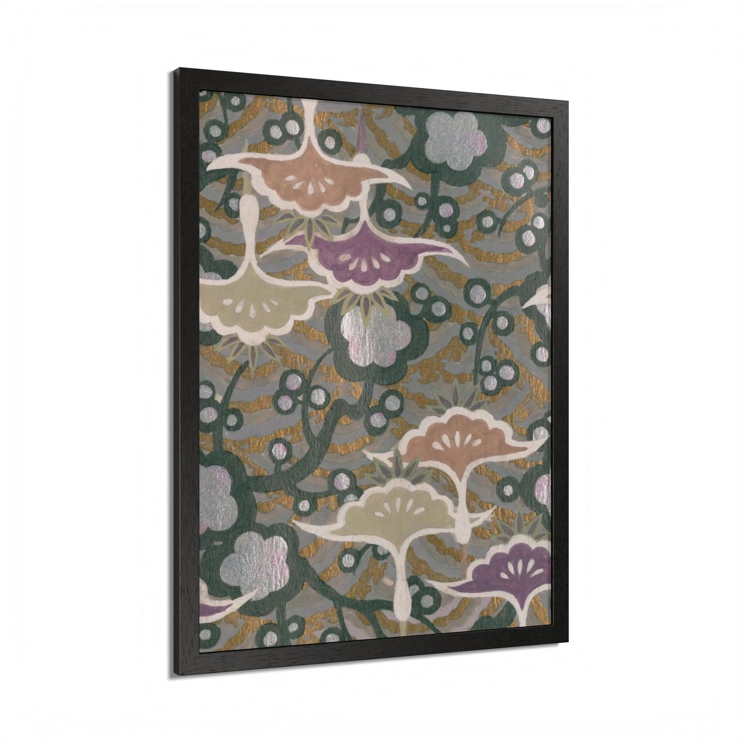 Vintage Japanese Origami Crane & Plum Framed Poster - Meiji Era Zuisho Wall Art