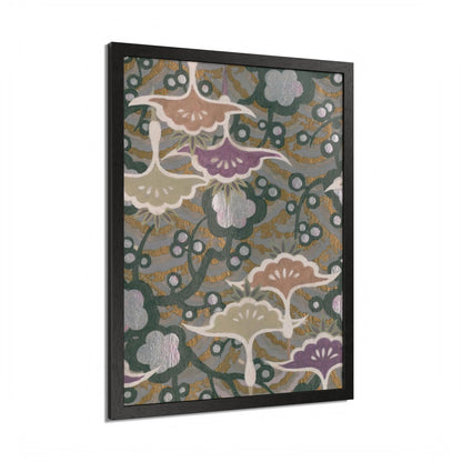 Vintage Japanese Origami Crane & Plum Framed Poster - Meiji Era Zuisho Wall Art