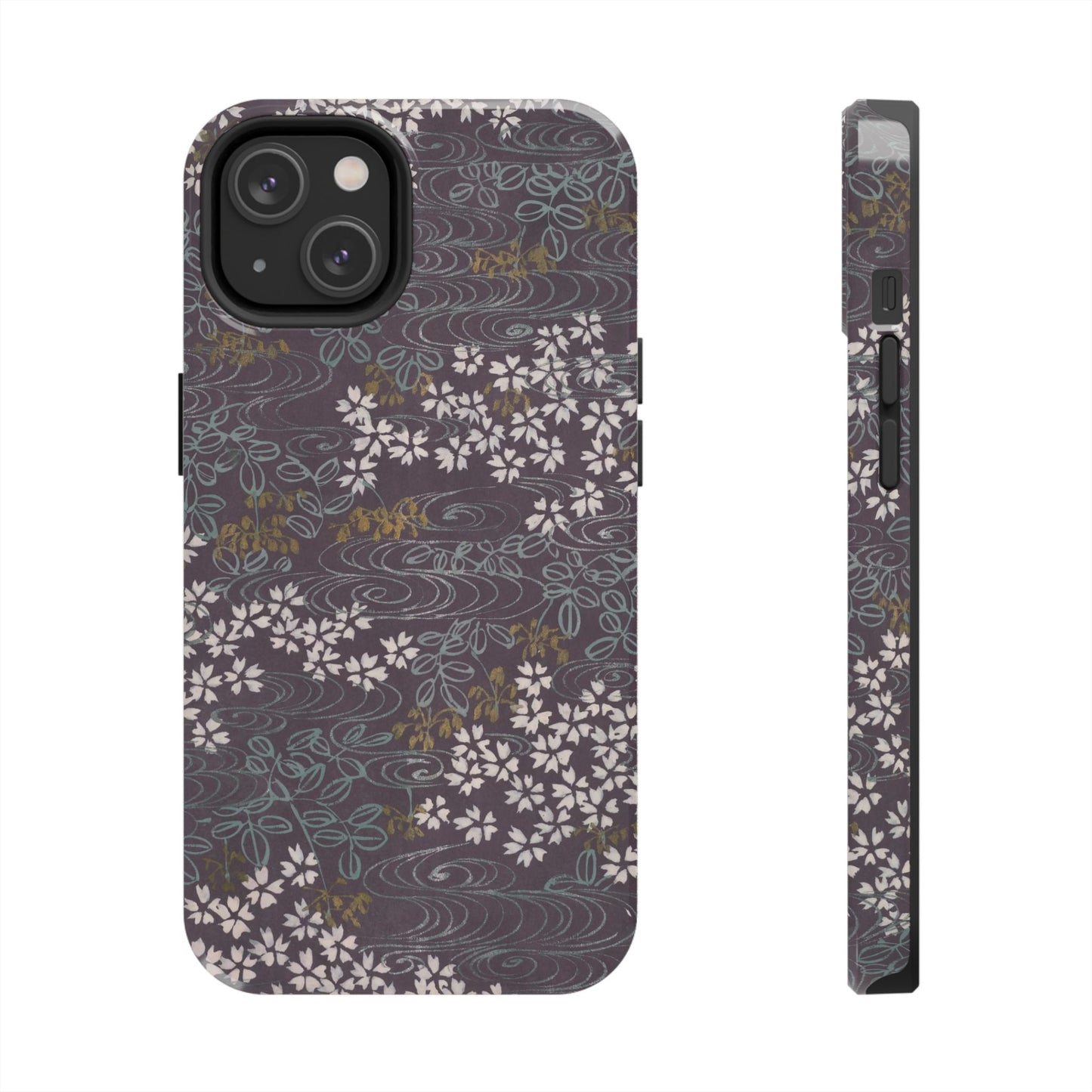Meiji Era Sakura River Phone Case | 1901 Zuan Hyakushu | Wisteria Purple Japanese Art