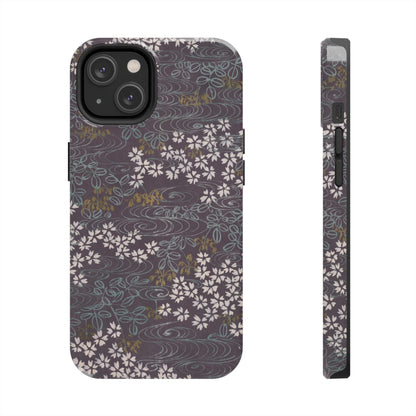 Meiji Era Sakura River Phone Case | 1901 Zuan Hyakushu | Wisteria Purple Japanese Art