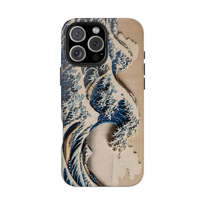Great Wave 3D Shadow Relief Tough Phone Case – Hokusai Japanese Art