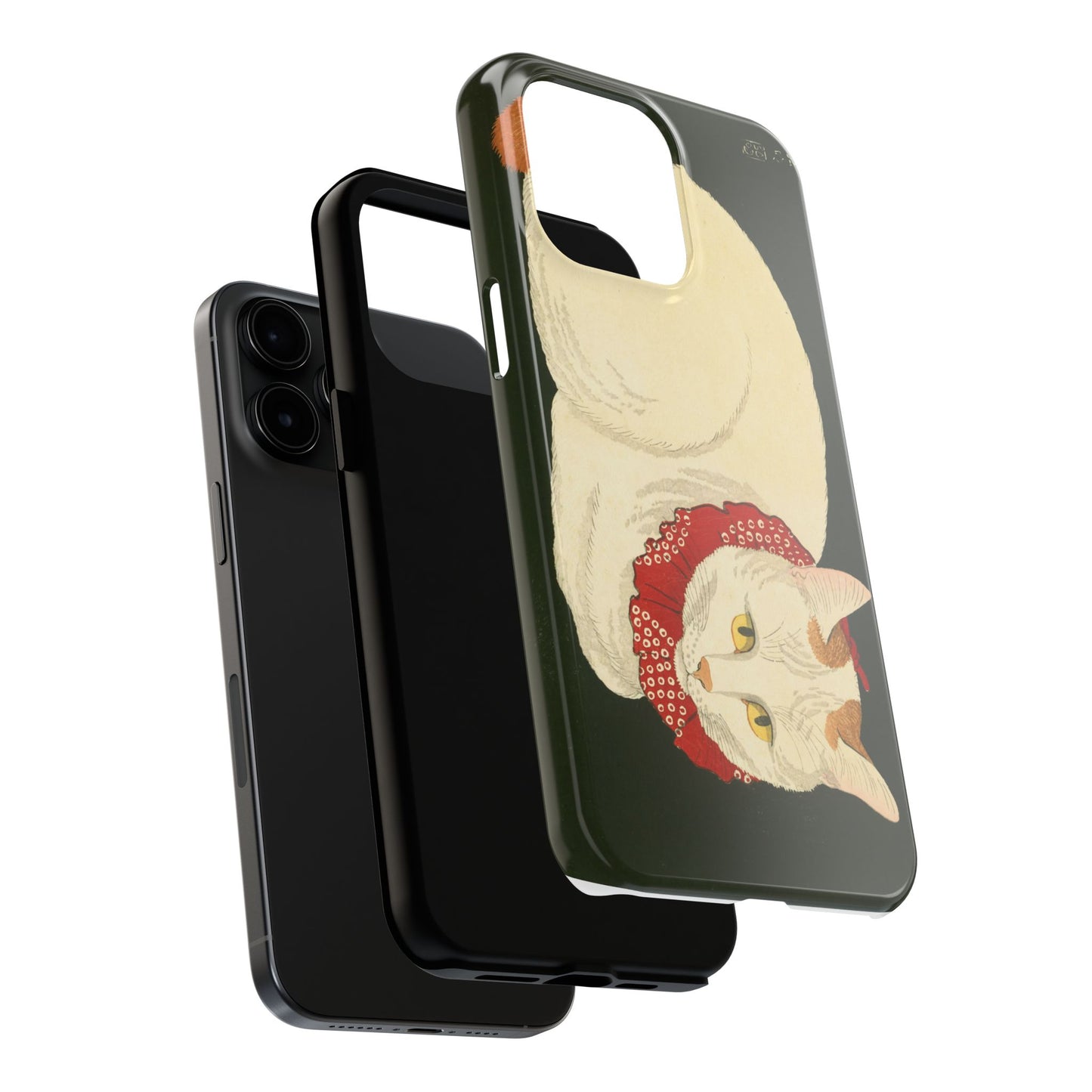 Taisho Era Lucky White Cat Phone Case | 1921 Japanese Woodblock Art | Zen Cat Design