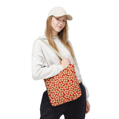 Meiji Era Sakura Blossom Tote Bag | "Chiyogami Mihon" Japanese Archive Art | Red & White Floral