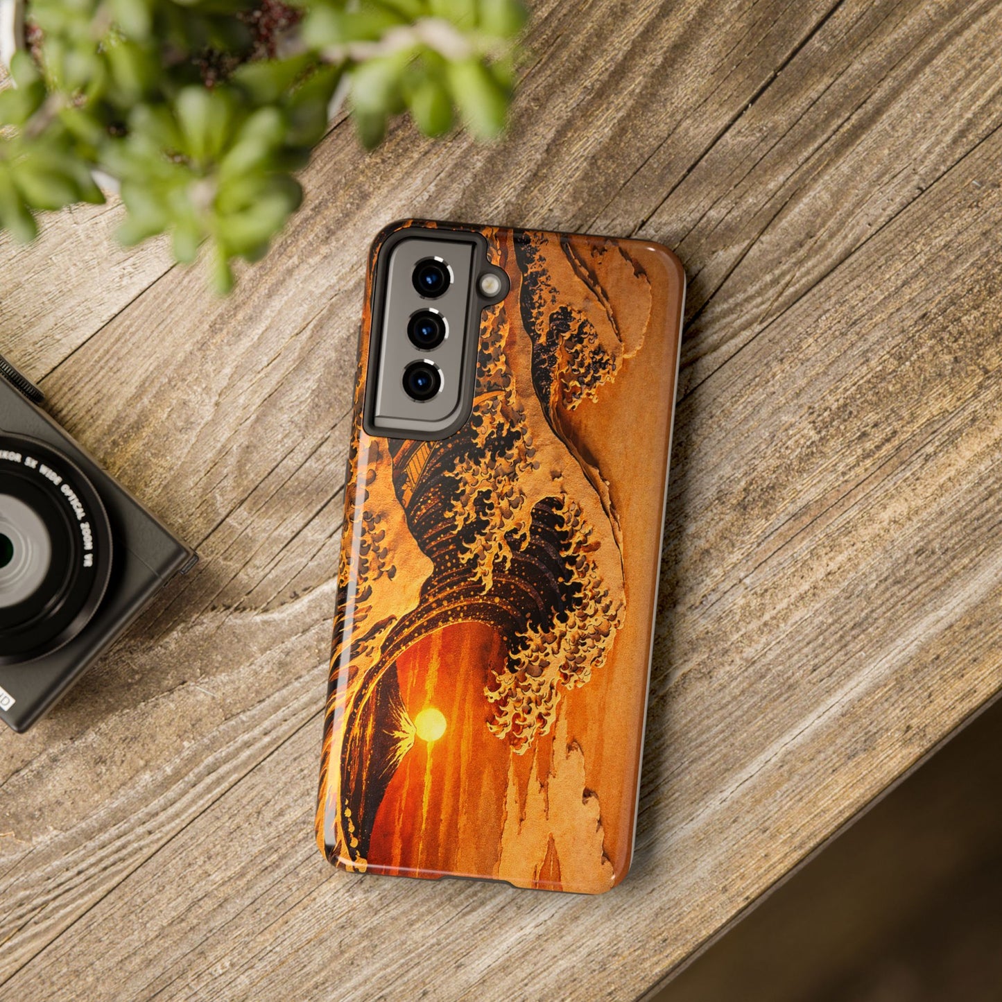 Golden Wave Tough Phone Case – Hokusai Sunset Japanese Art