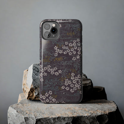 Meiji Era Sakura River Phone Case | 1901 Zuan Hyakushu | Wisteria Purple Japanese Art