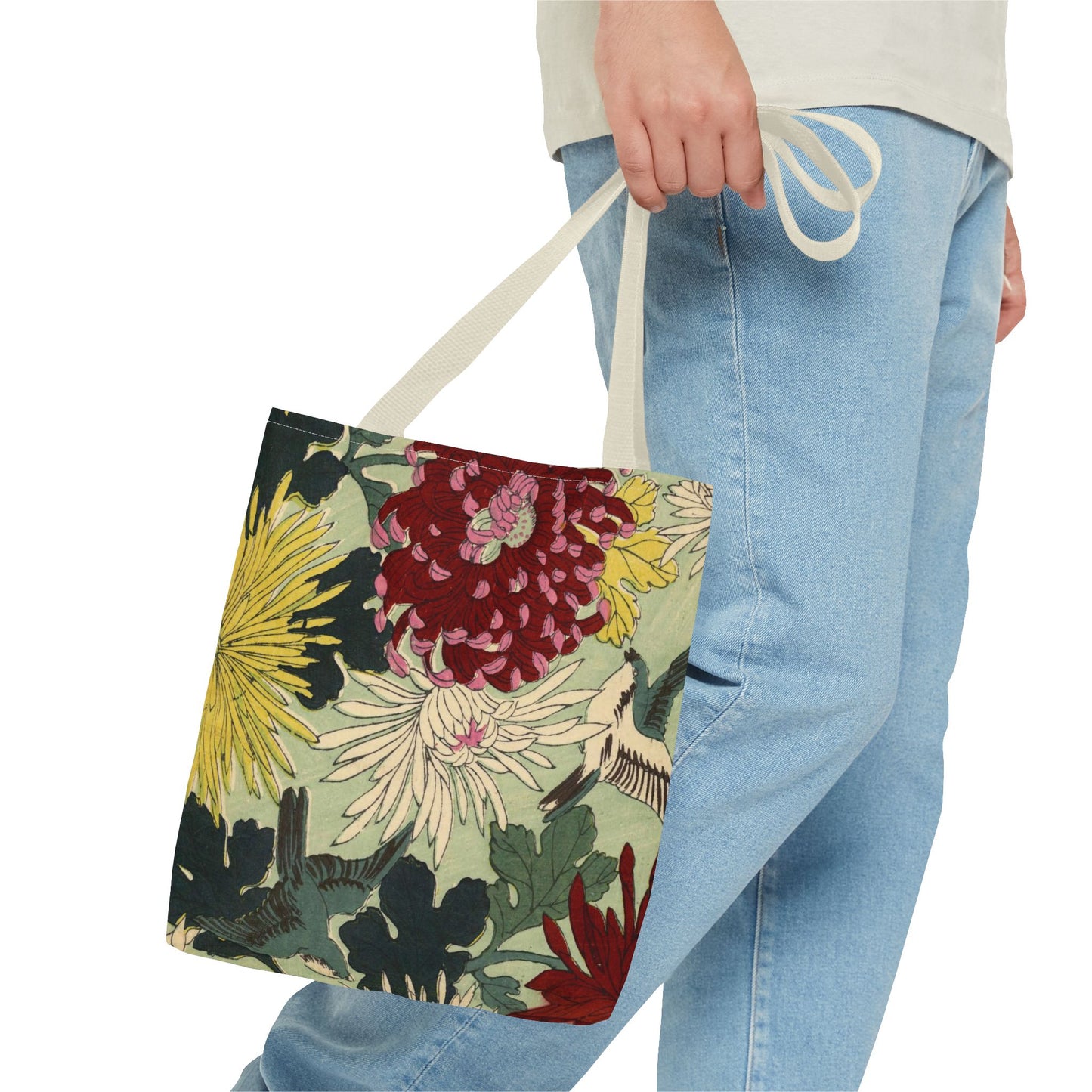 Japanese Chiyogami Floral Tote Bag – Traditional Washi Pattern Inspired by Taisho Era Design