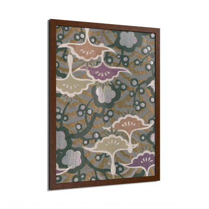 Vintage Japanese Origami Crane & Plum Framed Poster - Meiji Era Zuisho Wall Art