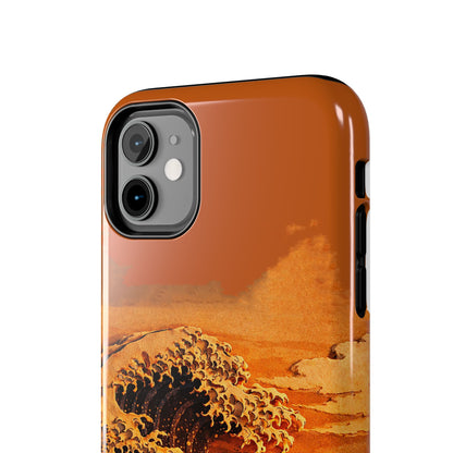 Japanese Great Wave Sunset Phone Case | Hokusai 3D Art Sunset Glow | Edo Era Masterpiece