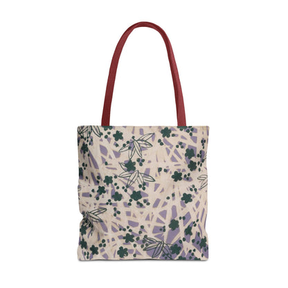 Meiji Era Bamboo & Flower Tote Bag | 1901 Zuan Hyakushu | Purple & Green Japanese Art