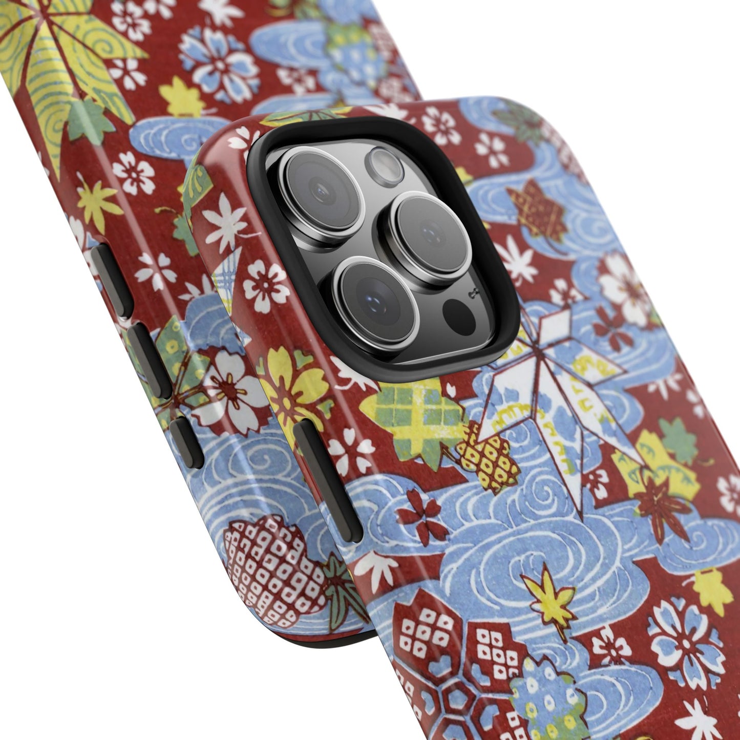 Taisho Umbrella Tales | 1926 Sakura, Momiji & Flowing Water Phone Case | Vintage Chiyogami Art