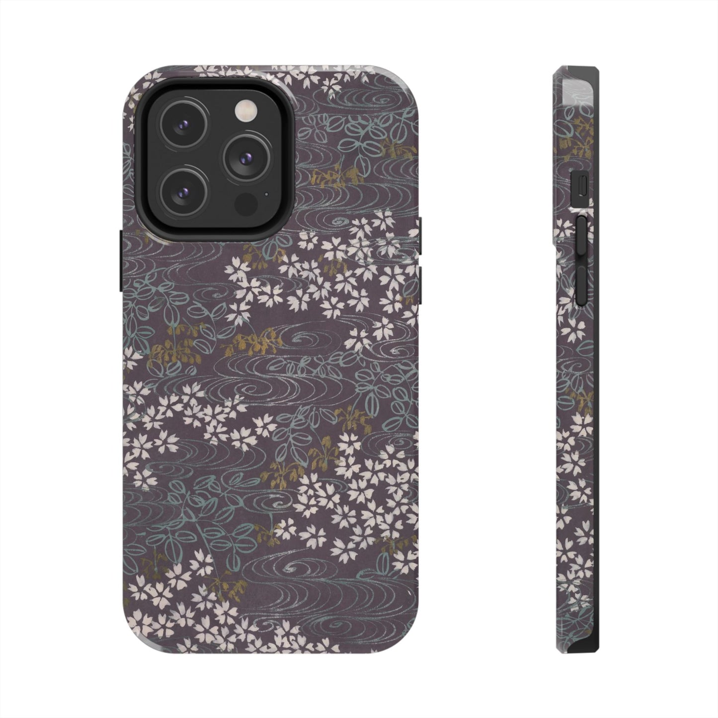 Meiji Era Sakura River Phone Case | 1901 Zuan Hyakushu | Wisteria Purple Japanese Art