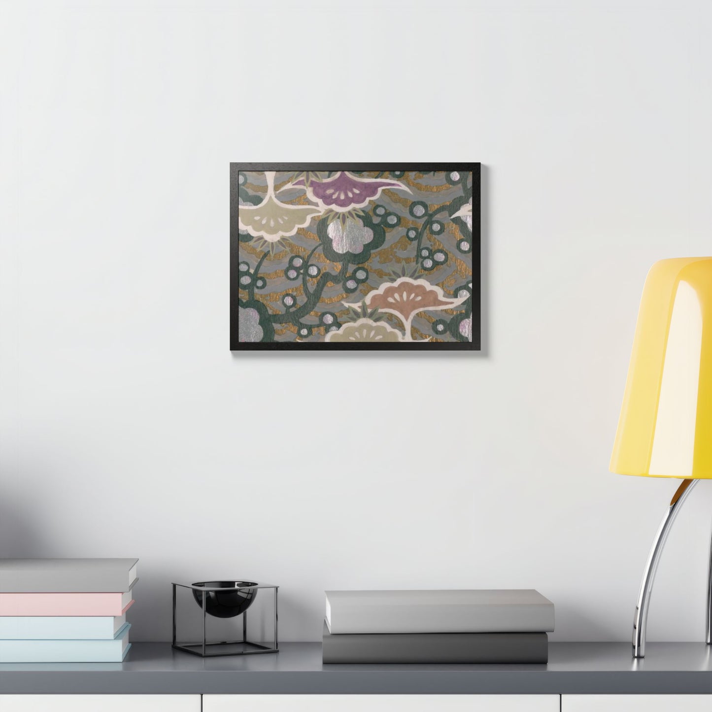 Vintage Japanese Origami Crane & Plum Framed Poster - Meiji Era Zuisho Wall Art