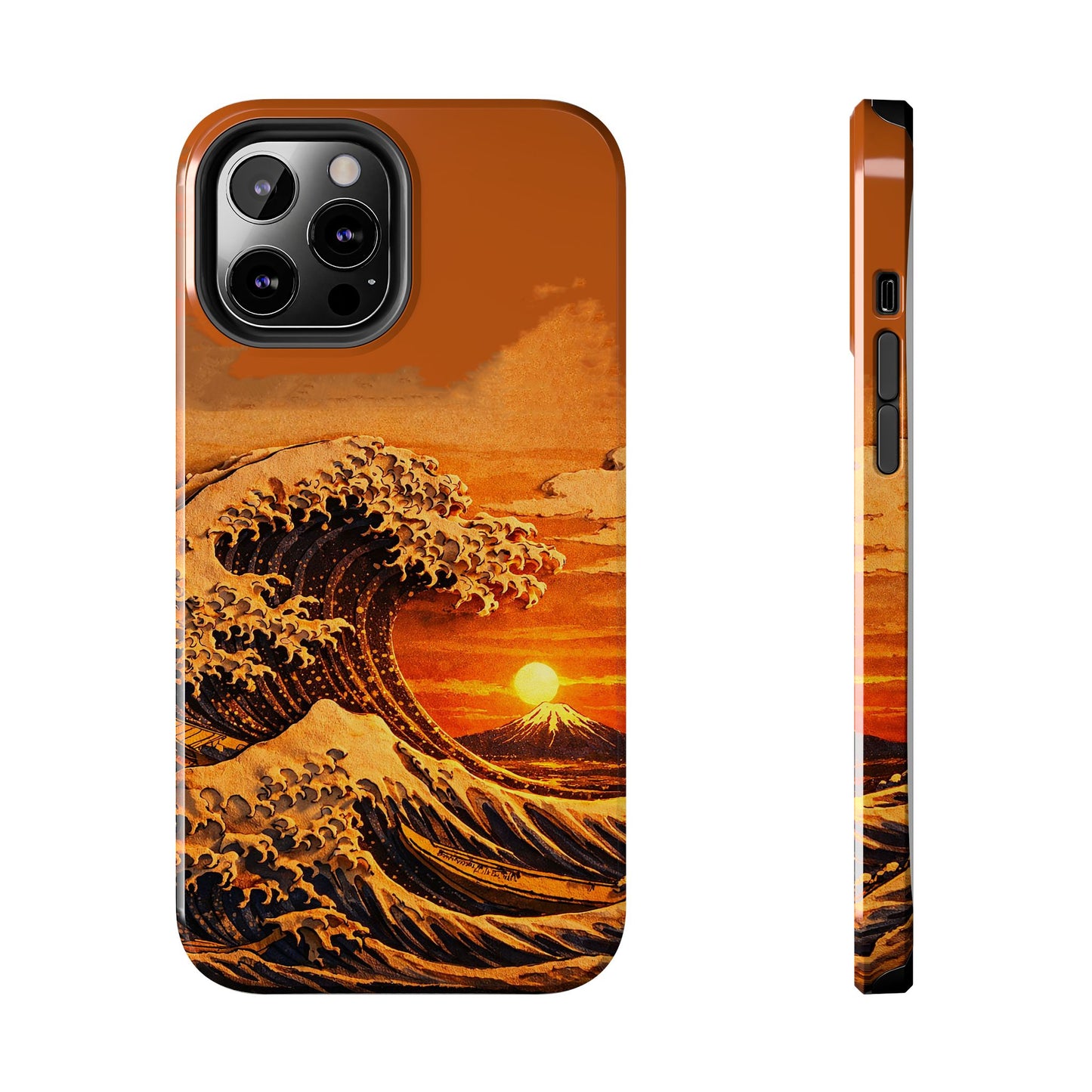 Japanese Great Wave Sunset Phone Case | Hokusai 3D Art Sunset Glow | Edo Era Masterpiece