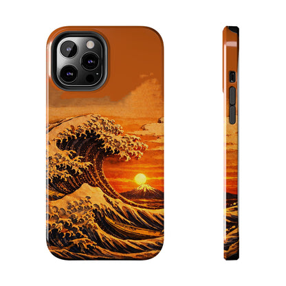 Japanese Great Wave Sunset Phone Case | Hokusai 3D Art Sunset Glow | Edo Era Masterpiece