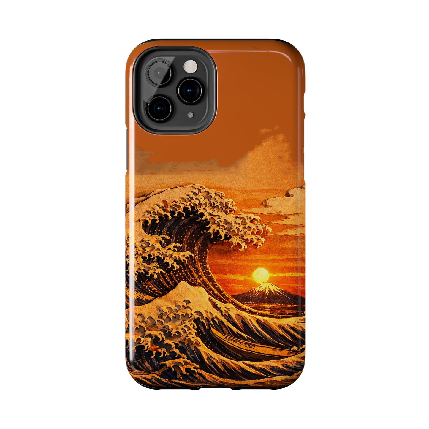 Japanese Great Wave Sunset Phone Case | Hokusai 3D Art Sunset Glow | Edo Era Masterpiece