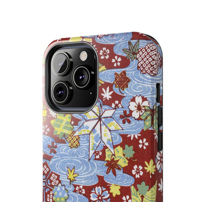Taisho Umbrella Tales | 1926 Sakura, Momiji & Flowing Water Phone Case | Vintage Chiyogami Art