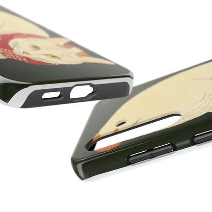Taisho Era Lucky White Cat Phone Case | 1921 Japanese Woodblock Art | Zen Cat Design