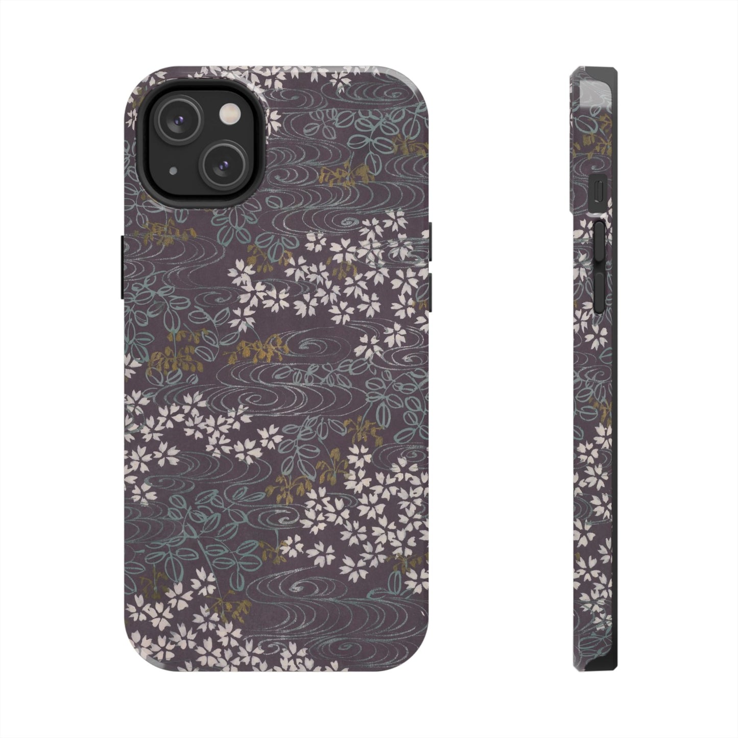 Meiji Era Sakura River Phone Case | 1901 Zuan Hyakushu | Wisteria Purple Japanese Art