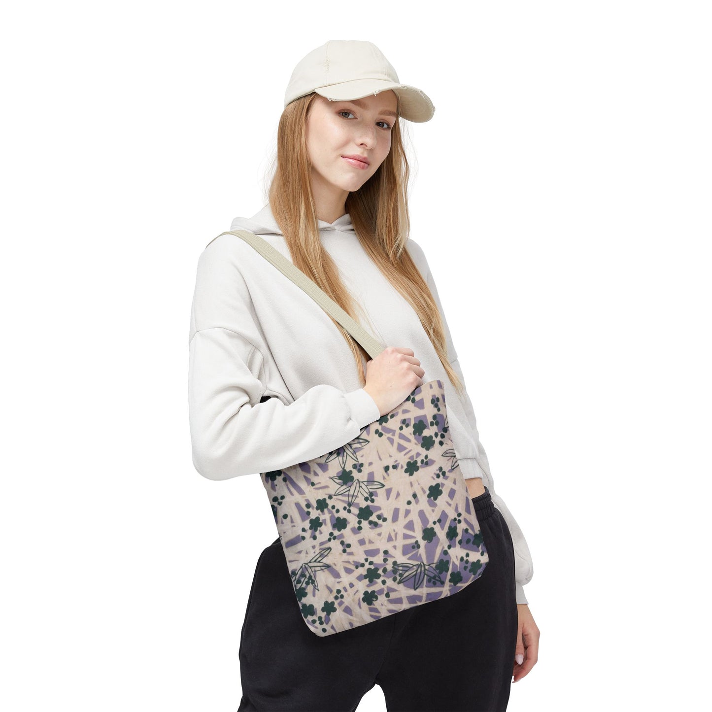 Meiji Era Bamboo & Flower Tote Bag | 1901 Zuan Hyakushu | Purple & Green Japanese Art