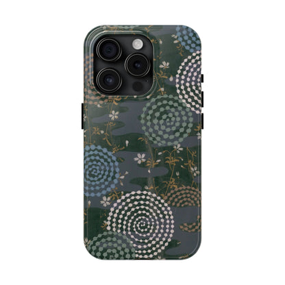 Meiji Era Uzumaki Spiral Phone Case | 1901 Zuan Hyakushu | Tokiwa Green Japanese Art