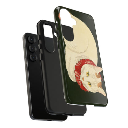 Taisho Era Lucky White Cat Phone Case | 1921 Japanese Woodblock Art | Zen Cat Design