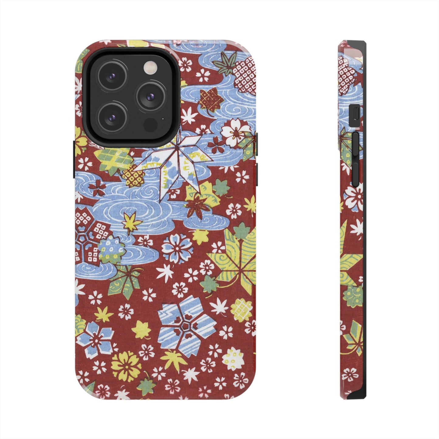 Taisho Umbrella Tales | 1926 Sakura, Momiji & Flowing Water Phone Case | Vintage Chiyogami Art