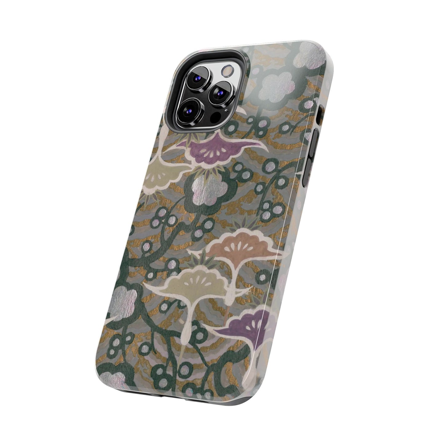 Meiji Era Dancing Cranes & Plum Phone Case | 1901 Zuan Hyakushu | Gold & Silver Japanese Art