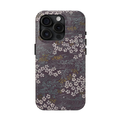 Meiji Era Sakura River Phone Case | 1901 Zuan Hyakushu | Wisteria Purple Japanese Art