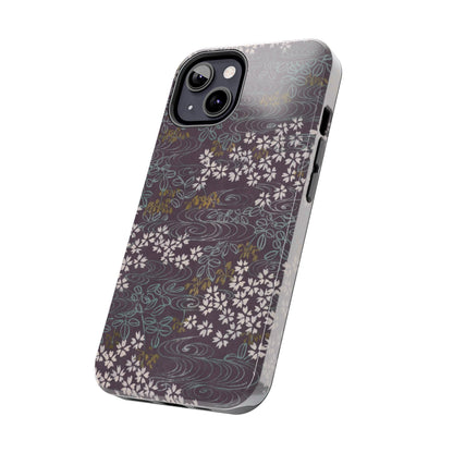 Meiji Era Sakura River Phone Case | 1901 Zuan Hyakushu | Wisteria Purple Japanese Art